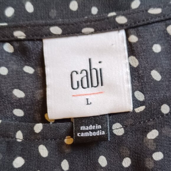 LIKE NEW! Cabi Black and White Polka Dot "Sinatra" Blouse Size Large - Picture 4 of 6